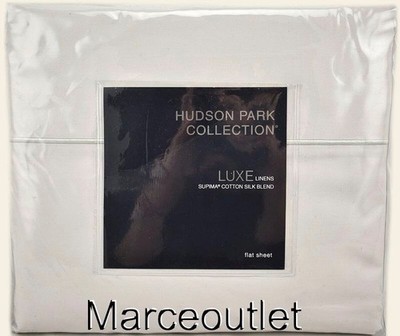 Hudson Park Luxe Linens Supima Cotton Silk Blend KING Flat Sheet SILVER