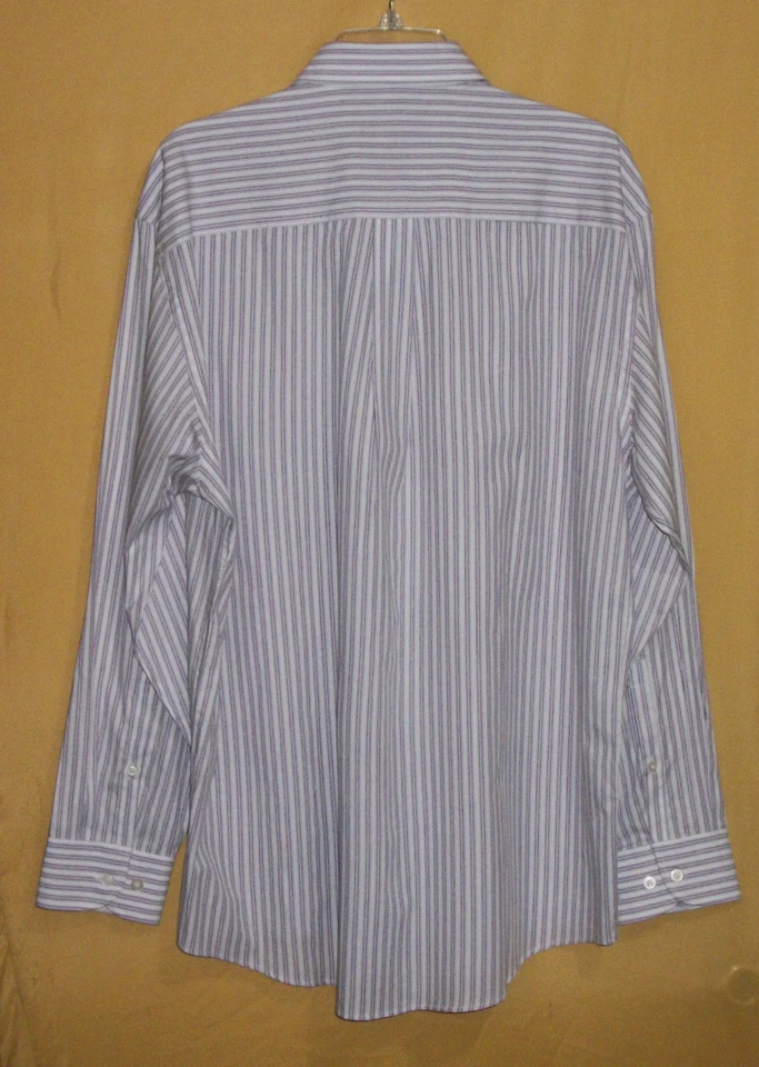 Alan Flusser mens amethyst striped oxford button dress shirt collar pocket $80 - Image 3 of 4
