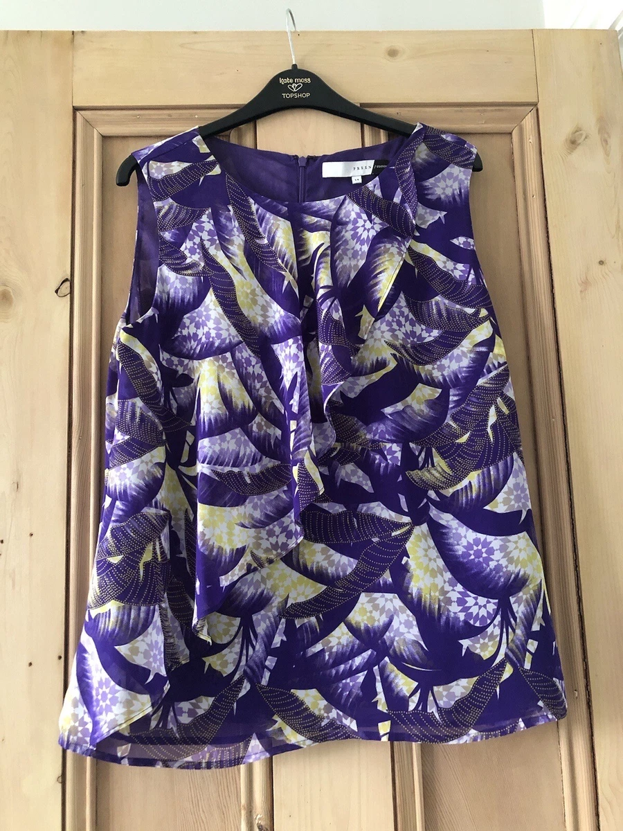Debenhams Preen Edition Purple Yellow Chiffon Draped Top Blouse