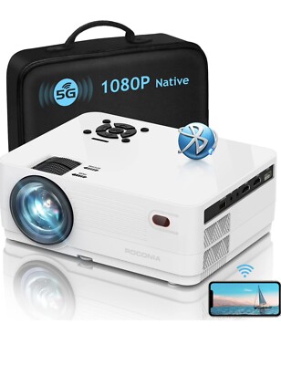  5G WiFi Bluetooth Native 1080p Projector, 12000LM Full HD Movie White