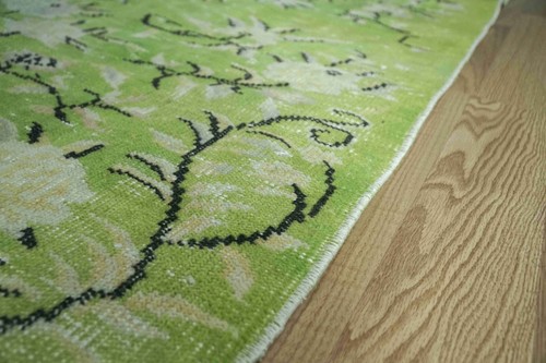 4x8 Vintage Green Rug, Wool Turkish Rug, Farmhouse Carpet, 4.07x7.97 ft. H-2829 - Picture 4 of 10