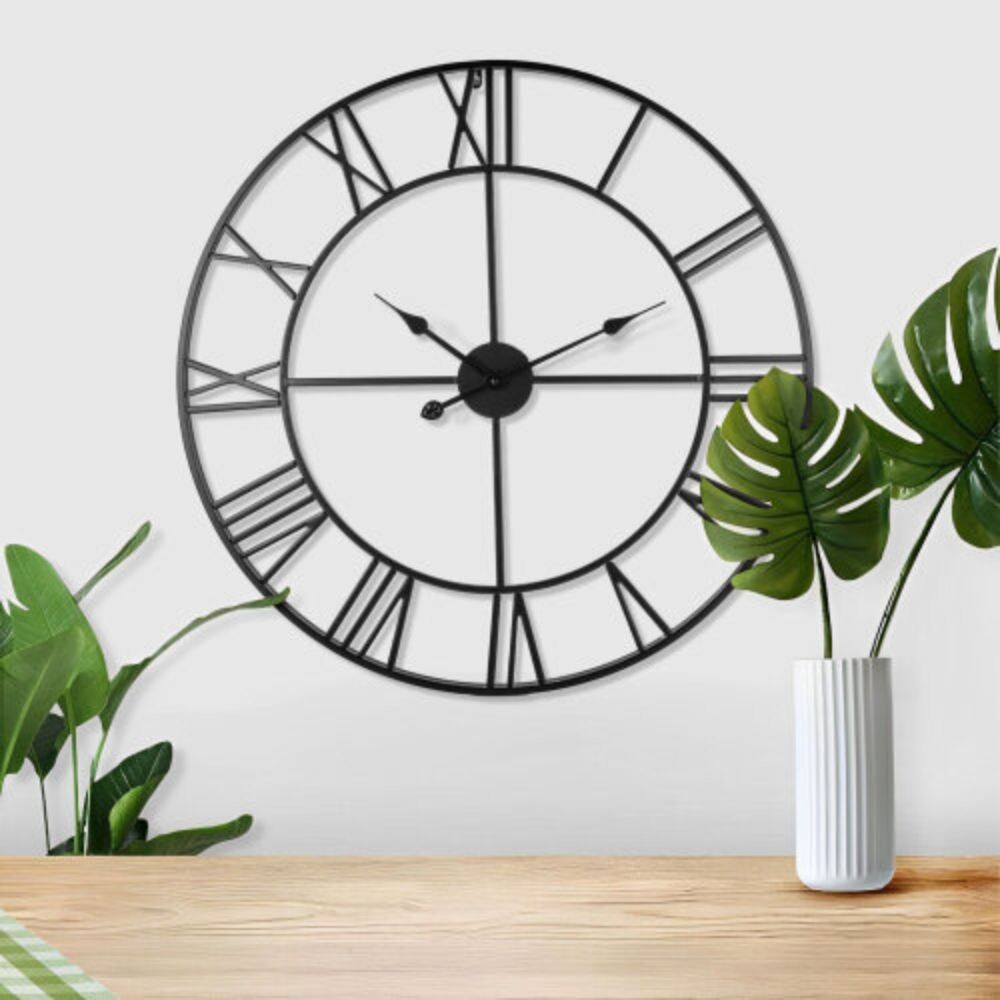 40CM Roman Numerals Skeleton Wall Clock Big Giant Open Face Round Home