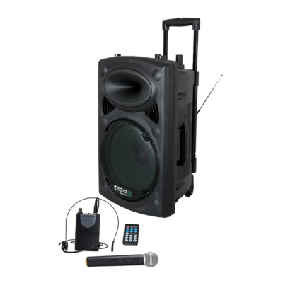 Ibiza Sound 15'' 800W tragbares Bluetooth PA-System + UHF-Funkmikrofon