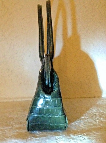 Echte "MAXX" NewYork Schultertasche - olivgrün Crock geprägt feines Gen. Leder - Bild 9 von 10