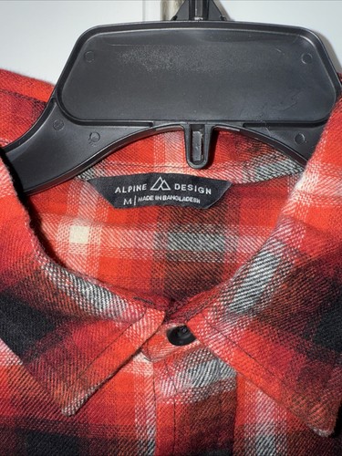 NWT Alpine Design Med Men's Brushed Flannel Long Sleeve Red Hickory Plaid New - Picture 3 of 9