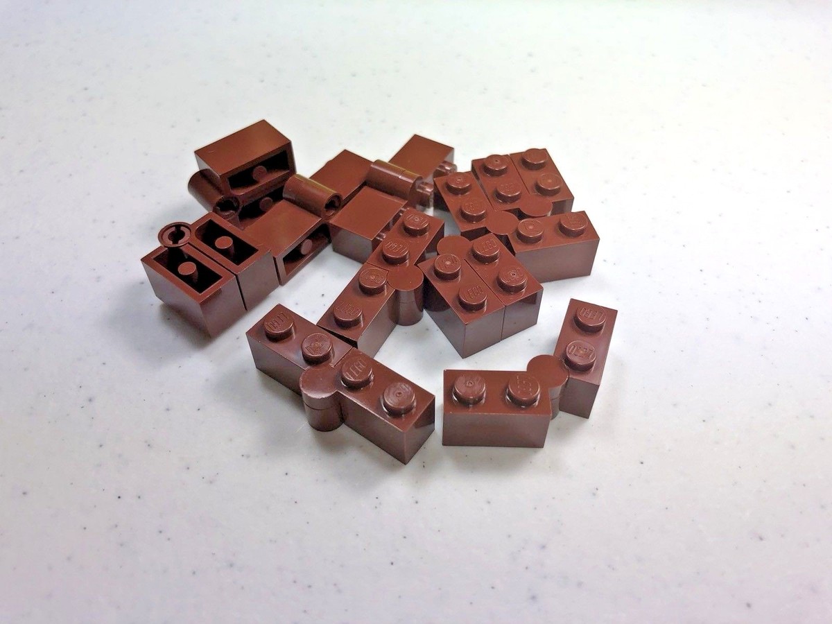 LEGO x 10 Reddish Brown Hinge Brick 1 x 4 Swivel Top Base Complete