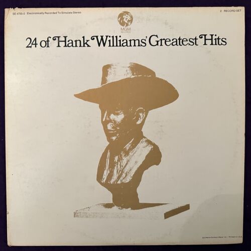 HANK WILLIAMS 24 Greatest Hits 2LP MGM SE 4755 2 Stereo Country Gatefold EX/NM - Afbeelding 1 van 10