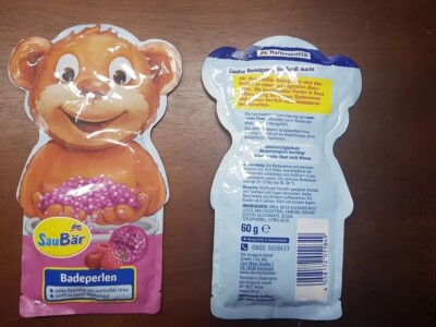 2 x SauBär DM Badeperlen Badesalz Badekristalle Badezusatz Kinder 60g Himbeere