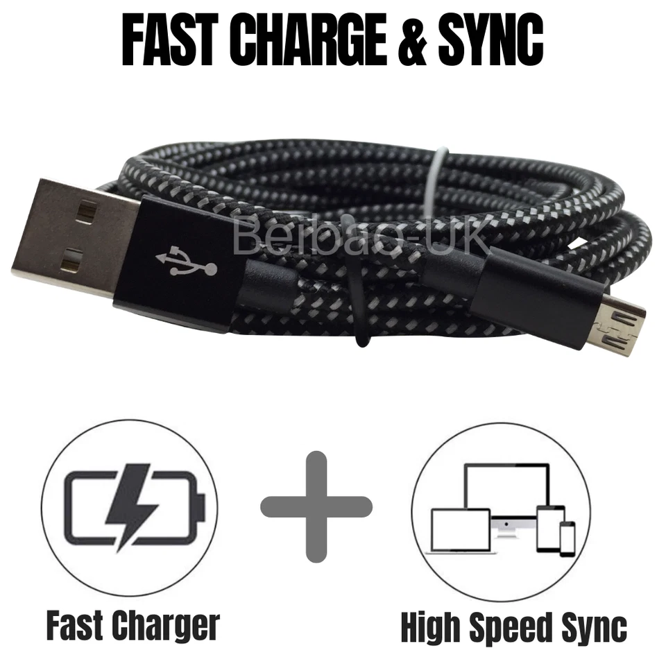 10FT Micro USB Cable 3 Pack Fast Charging Cord For Samsung Android Charger Cord - Image 2 of 4