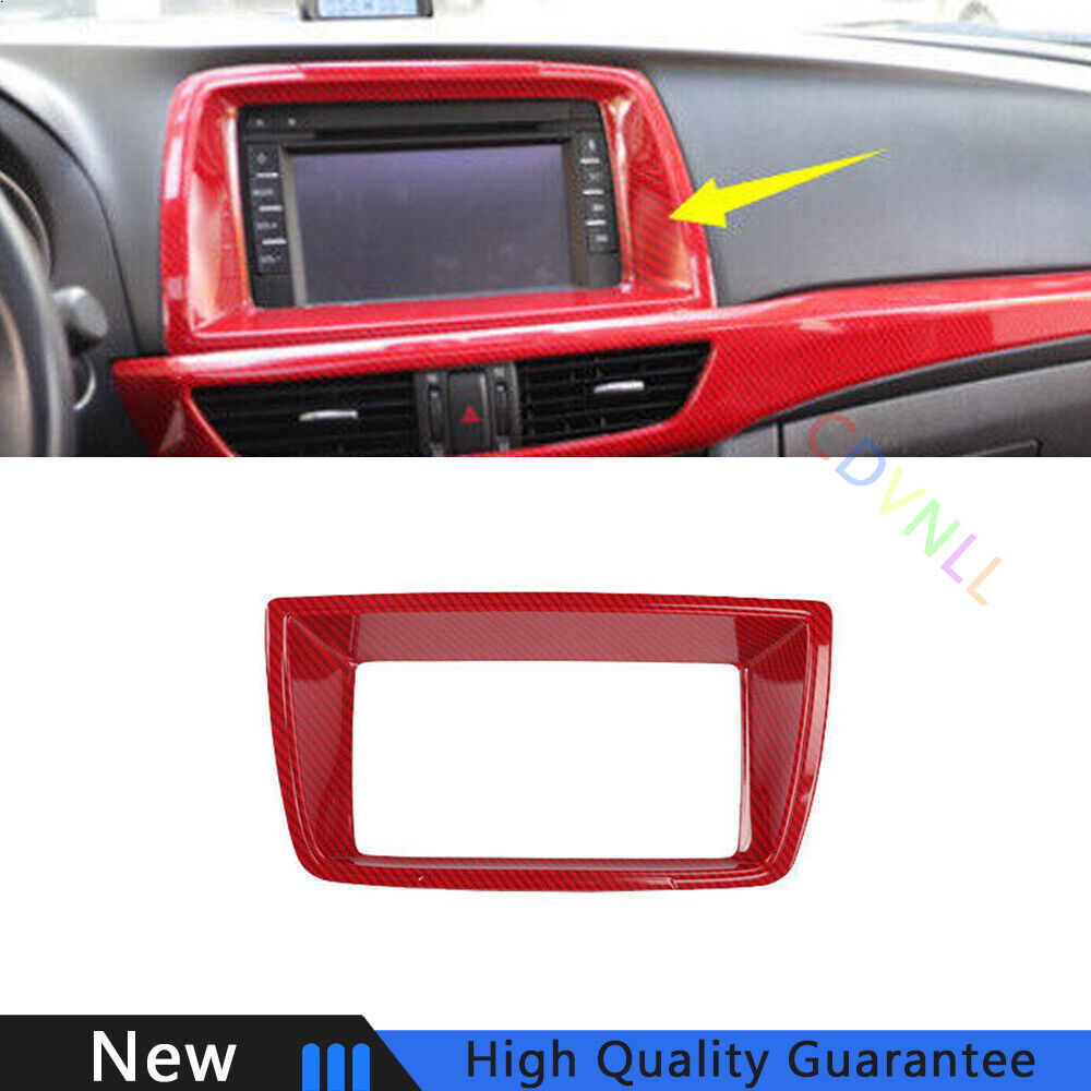 For Mazda 6 Atenza 14-16 Red Carbon Fiber Central Console Navigation Frame Trim