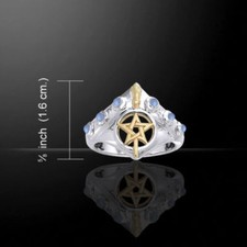 Hexenbesen Ring .925 Silber und Gold mit Amethyst von Peter Stein. Wiccan