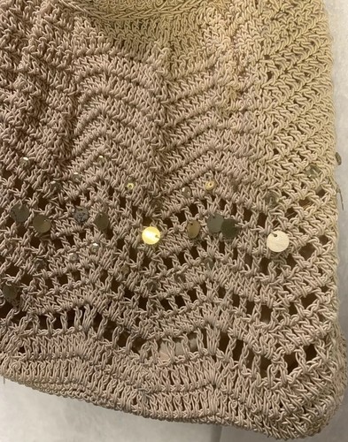 Amanda Smith Boho Style Beige Crocheted Purse With Sequin Accents - Picture 3 of 12