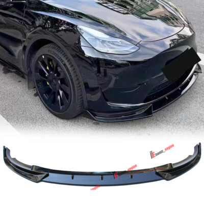 Carbon Style For 2020-2025 Tesla Model Y Elegant Style Front Bumper Lip Splitter