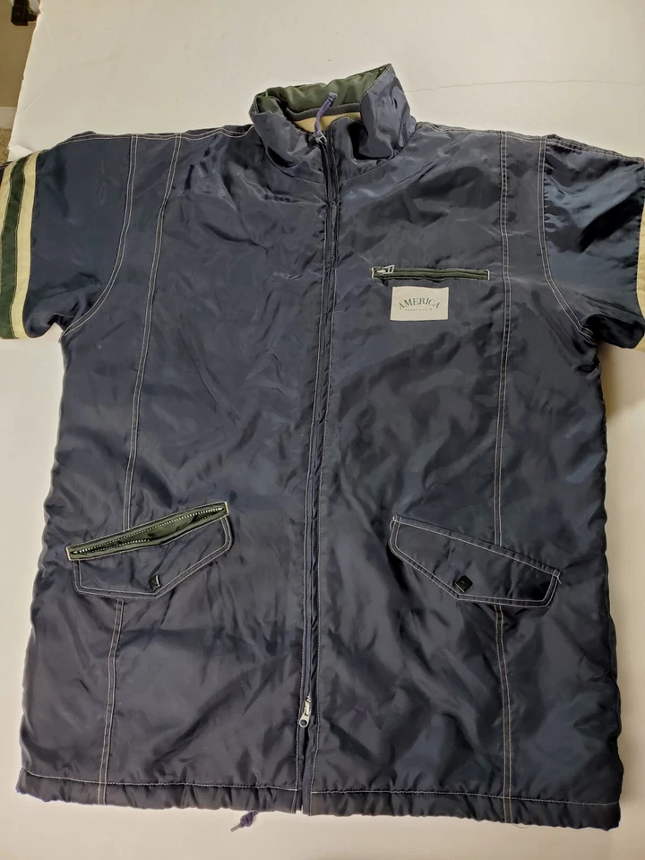 Vintage Perry Ellis Parka Jacket Size XL Full Zip Heavyweight Nylon Blue 90s - Image 3 of 4