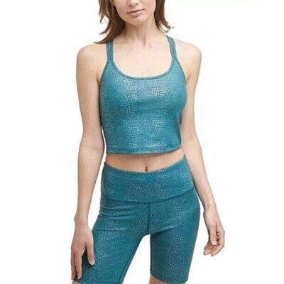Calvin Klein Performance Strappy Back Crop Tank M Teal Reptile NWT
