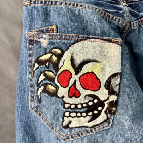 Ed Hardy Herren Blue Jeans 31x32 Embroidered Spider Skull Lot 2008 - Bild 11 von 14