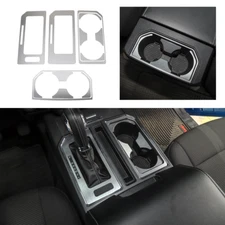 Silver Gear Shift & Cup Holder Cover Trim Kit for Ford F150 2015-20 Accessories