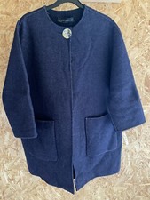 Gorgeous Ladies Zara Blue Wool Blend Oversized Handmade Coat/jacket, Uk Size Xs
