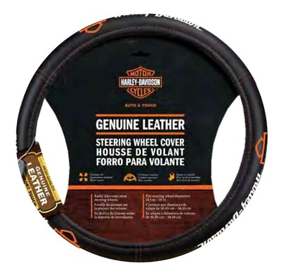 Harley-Davidson Bar & Shield Genuine Leather Steering Wheel Cover - Black