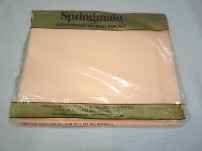 SPRINGMAID Wondercale Twin Flat Sheet Vintage NEW SEALED Solid Light Peach