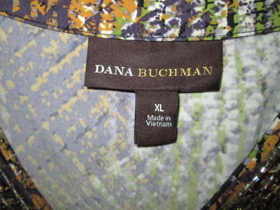 TÚNICA DANA BUCHMAN PÚRPURA MULTI L/S CUENTAS V-NK TALLA XL CARRERA/CAS ¡EXCELENTE ESTADO! WSHBL Foto 2 de 4