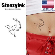 SteezyInk temporary tattoo minimalist hummingbird last upto 2 weeks 2 x 2 inch
