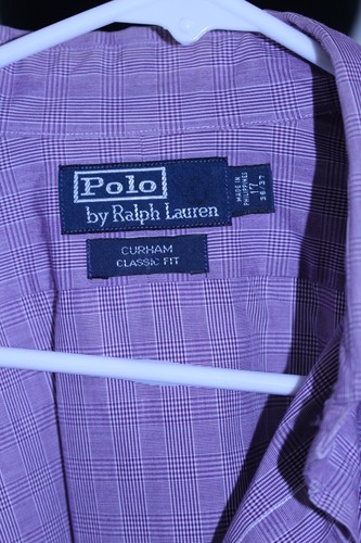Men Ralph Lauren Polo Button Down Dress Shirt 17 Curham Classic Fit Checkered 36 - Picture 17 of 17