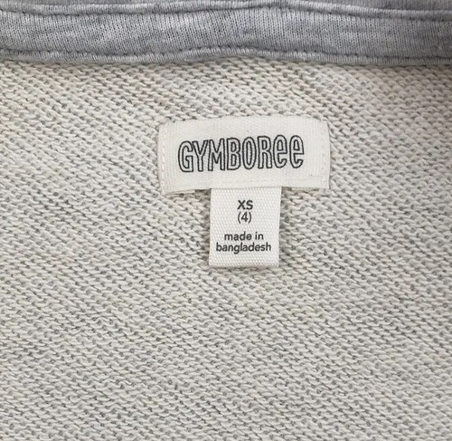GYMBOREE XS 4 Girls Gray Spring/Summer Hoodie Zip up Embroidered Sweatshirt EEUC - Picture 3 of 5