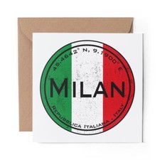 1 x Blank Greeting Card Milan Italy Flag Circle #59197