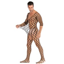 Body uomo tutto a rete calze intimo body gay piacere incrociato outfit