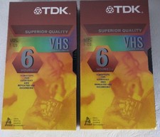 NEW Lot of 2 TDK 6 Hour T-120 Superior Quality Standard VHS Cassette Tape Sealed