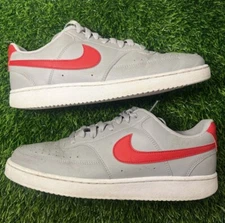 Nike Court Vision Low Next Nature Wolf Grey Red Size 9.5 Sneakers DH2987-004