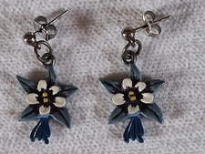 Blue Columbine Pewter Earrings - Signed J Ritter