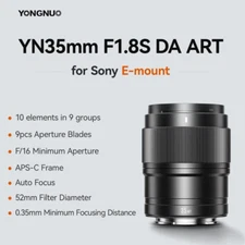 YONGNUO YN35mm F1.8S DA ART APS-C Auto Focus Prime Lens for Sony E-Mount Camera