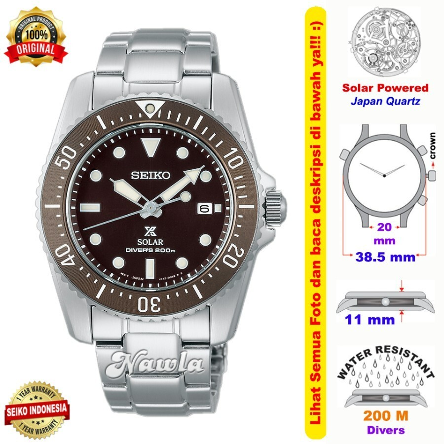 Brand New Seiko Prospex Solar SNE571P1 Scuba Diver 200m Brown Dial