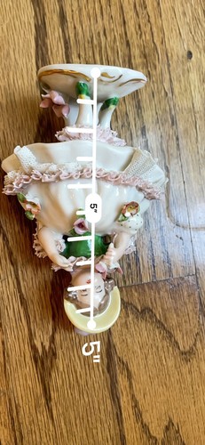 Antique Germany 5" Dresden Lace Flower Girl Figurine- RARE! - Picture 7 of 10