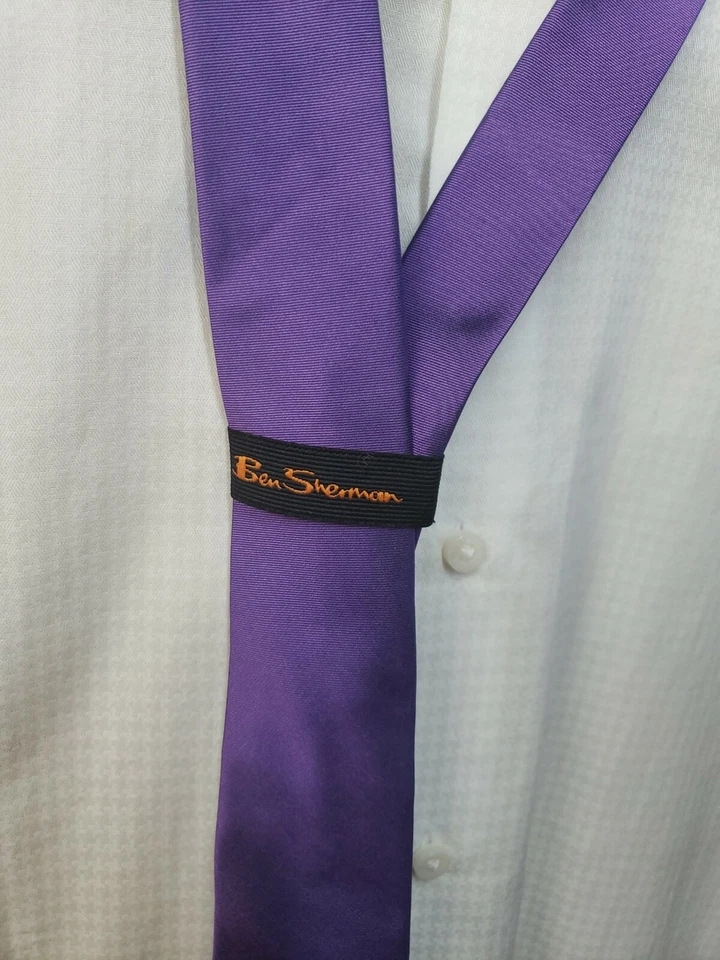 Corbata de seda hecha a mano para hombre Ben Sherman NUEVA púrpura #C Foto 3 de 4