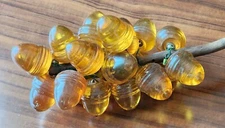 Vintage RARE Lucite Acorns Cluster On Wood Mid Century Modern Large 20 Acrylic