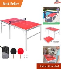 Red Mid-Size Portable Table Tennis Game Set for Instant Indoor/Outdoor Play