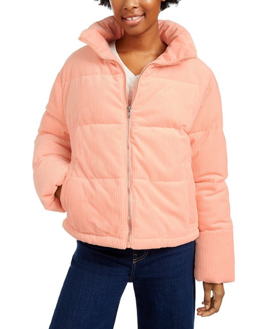 pink cord puffer jacket