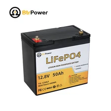 12V 50Ah LiFePO4 Lithium Iron Phosphate Battery for Deep RV Marine Solar System