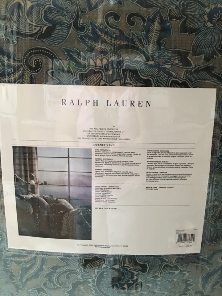 RALPH LAUREN JOURNEYS END RAINEY FLORAL 3pc F/Queen COMFORTER NAVY BNIP