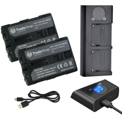 Dual LCD Ladegerät + 2x Akku 2000mAh für Sony DCR-TRV265E DCR-TRV270E DCR-TRV280