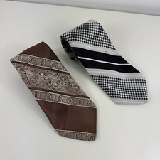 Vintage Lot of Two Lilly Dache Mens Neck Tie Stripped Paisley 70s 80s