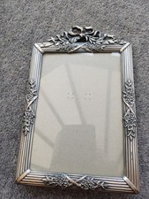 Pewter Effect Photo Frame Decorative Velvet Backed 6.5" X 4.5". Free Standing.