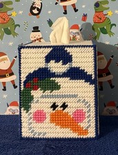 New Handmade Plastic Canvas Christmas Snowman Tissue Box Cover Home Decor