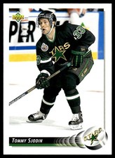 1992-93 Upper Deck #528 Tommy Sjodin Minnesota North Stars Rookie Hockey Card