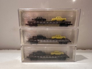 MODEL POWER ECHELLE N LOT WAGONS PLAT CHARGEMENT DE VOITURES