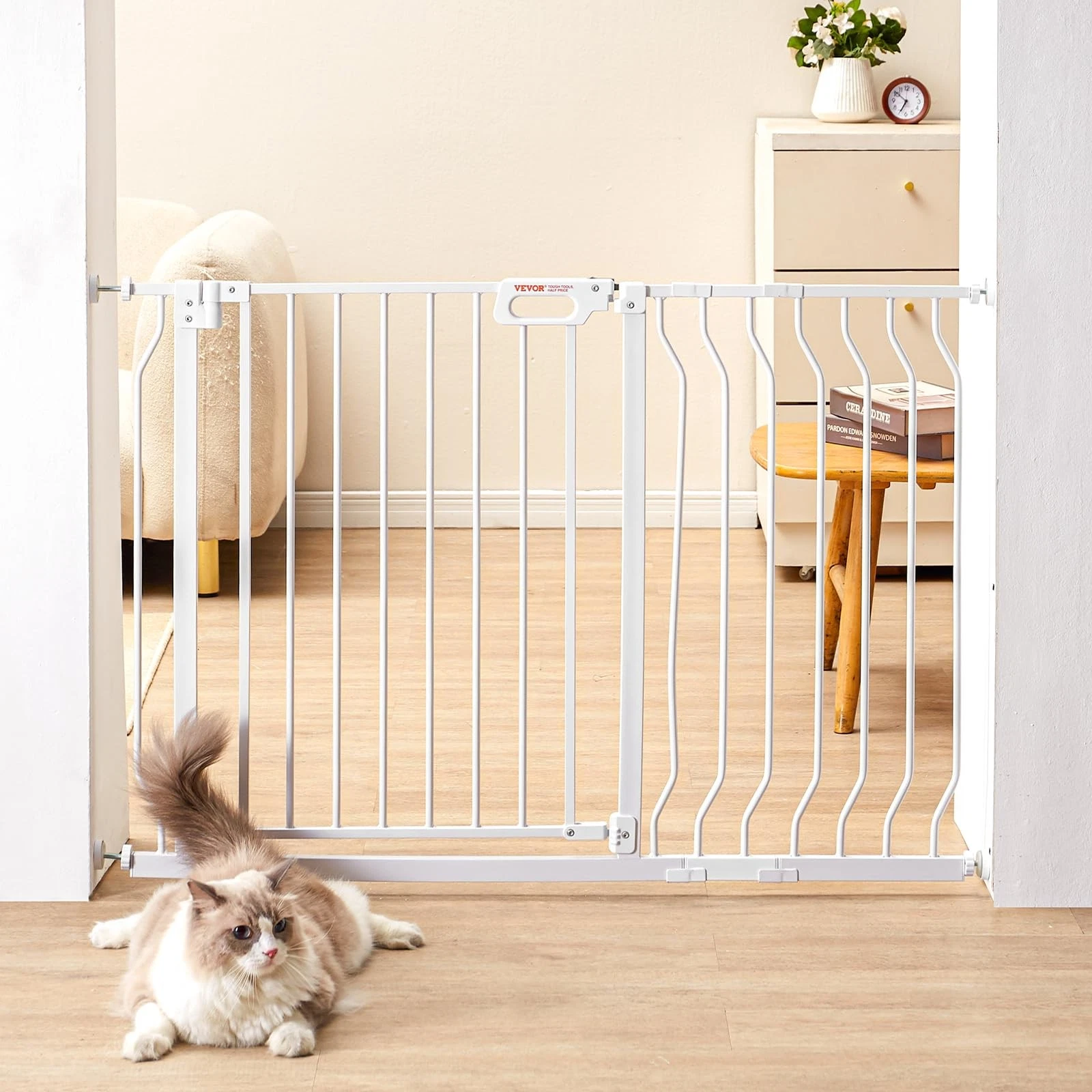Large White Walk-Through Gate 30 Inch High for Stairs and Doorways