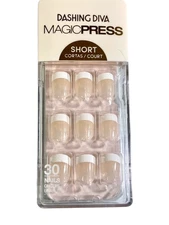 Dashing Diva Magic Press Nails Kit DAY TO NIGHT p0157 French Tips Size Short